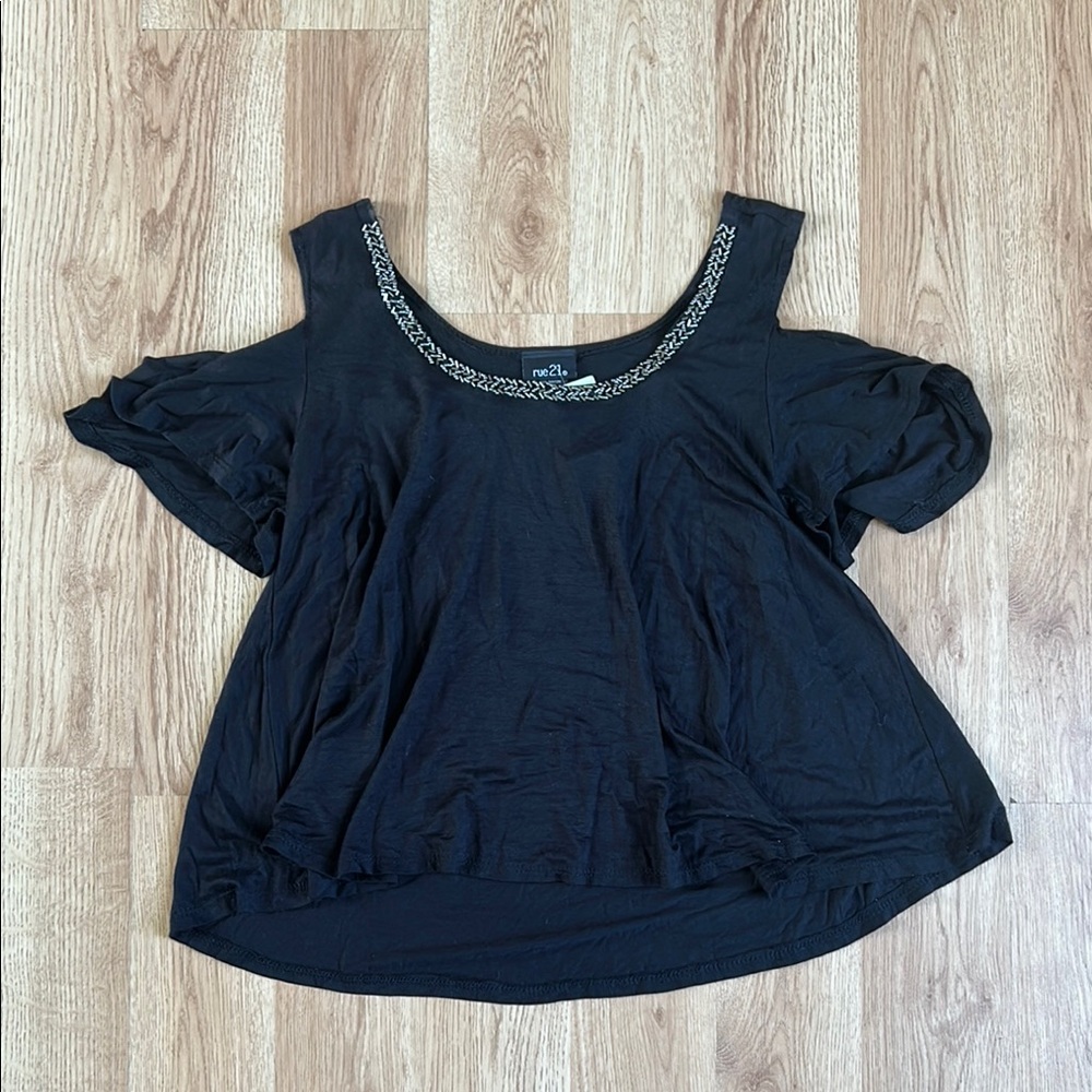 Black Cut Out Relaxed Blouse